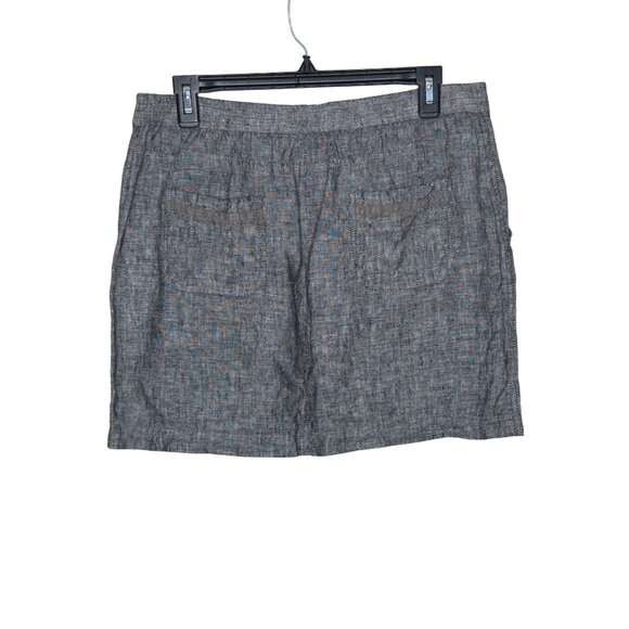 Max Studio 100% Linen Charcoal Gray Drawstring Mini Skirt w/ Pockets Size Medium - Picture 3 of 8